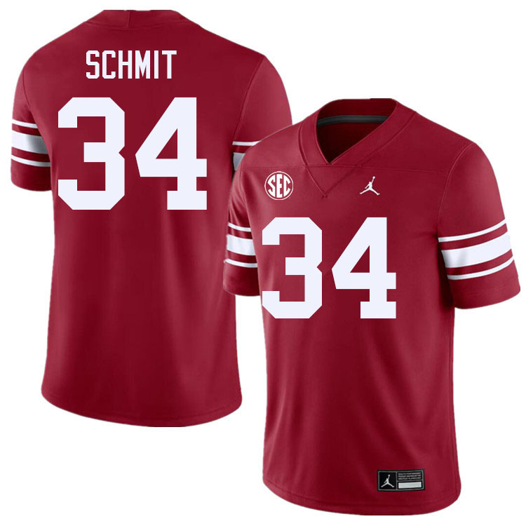 #34 Zach Schmit Oklahoma Sooners 2024 SEC Conference College Football Jerseys-Throwback